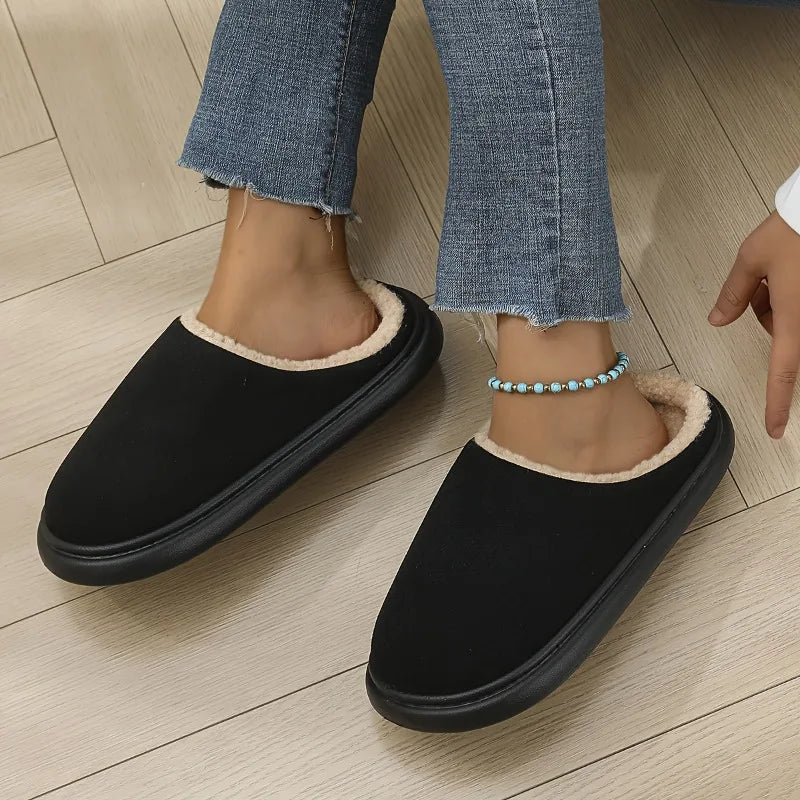 Warm Cotton Slippers For Women Plus Size And Men Indoor Anti Slip Thick Sole For Cozy Home