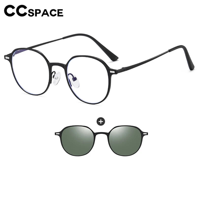 CCspace Round Polarized Clip On Glasses For Women Blue Light Blocking Lenses Customizable Prescription