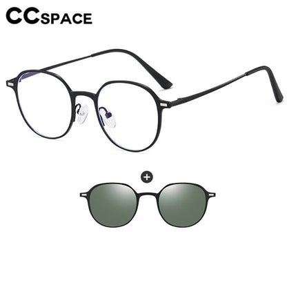 CCspace Round Polarized Clip On Glasses For Women Blue Light Blocking Lenses Customizable Prescription