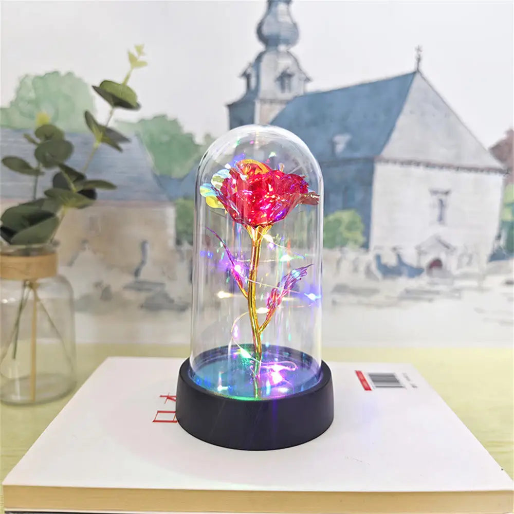 LED Galaxy Three Rose Artificial Flowers, Wedding Decoration, Creative Valentine'S Day and Mother'S Day Gift without Battery 1Pc
