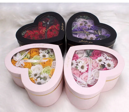 Heart Shape Rose Gift Box Foam Rose Flowers Wedding Party Rose Bouquets Valentine's Day Birthday Christmas Gift