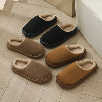 Warm Cotton Slippers For Women Plus Size And Men Indoor Anti Slip Thick Sole For Cozy Home