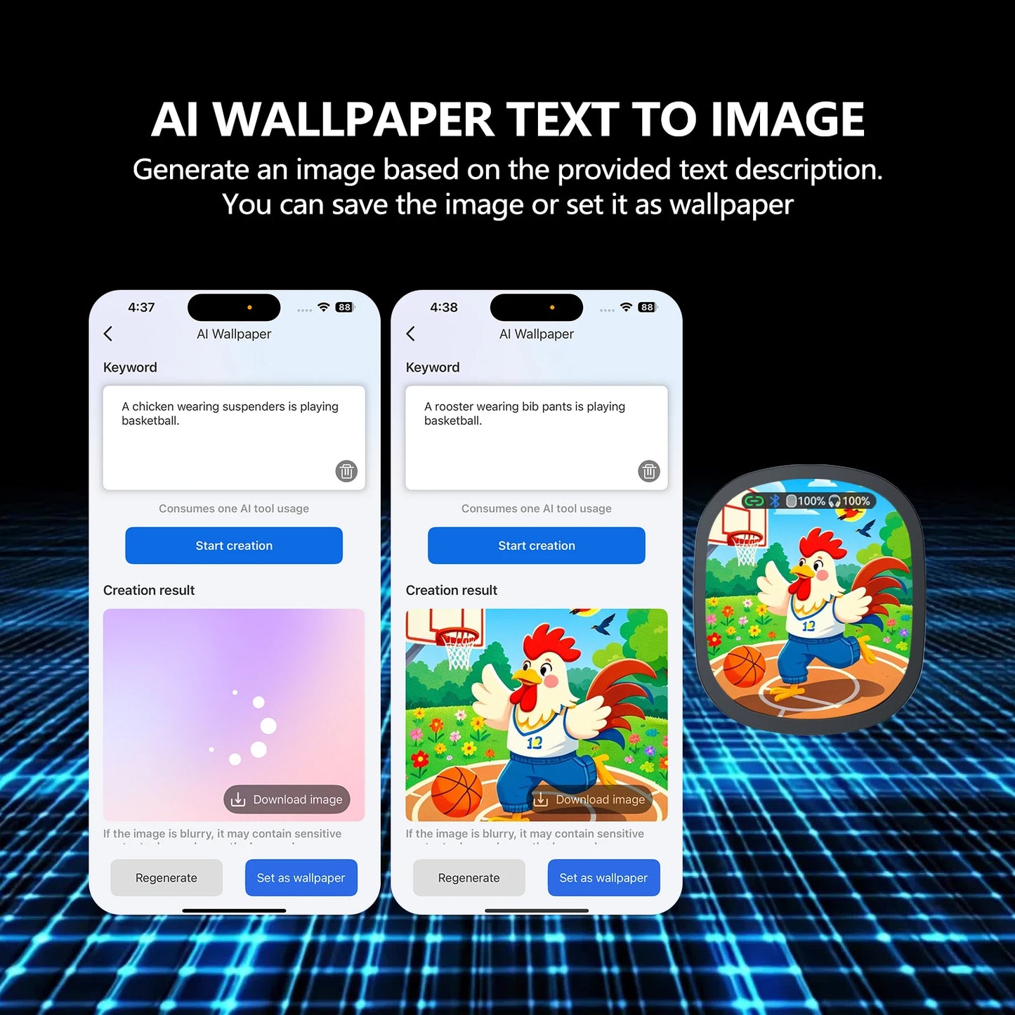 Siindoo Wireless Headphone with Detachable Full Color Touch Screen JH-822Plus AI Assistant Smart Chat Translation Function BT5.4