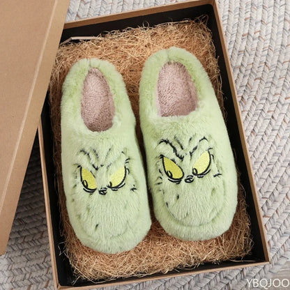 YBQJOO Plus Size Womens Plush Fur Monster Slippers Indoor Cozy House Shoes Non Slip Flat Bottom