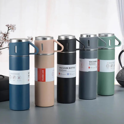 304 Stainless 500ml Steel Vacuum Insulated Water Bottle Portable Coffee Bottle Office Gift Set Business Style Travel Thermal Mug