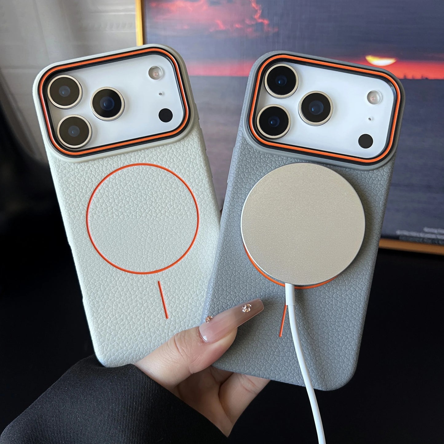 Frosted Hit Lichee Pattern Magnetic Phone Case For iPhone 11 To 17 Pro Max Dustproof MagSafe For Daily Use