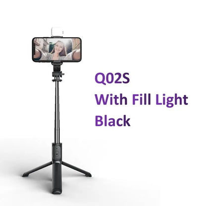 Phone Selfie Stick 1045mm with Wireless Bluetooth LED Fill Light Extended Tripod with Remote Shutter for Android IOS Cellphone