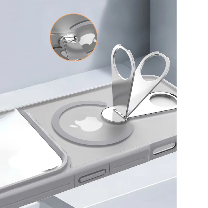 Premium MagSafe Wireless Charging Phone Case With 360 Degree Rotary Bracket Translucent Cover For iPhone Pro Max Series