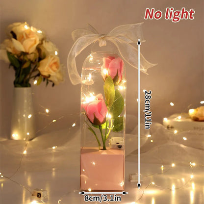 Eternal Flower Galaxy Rose Gifts Artificial Flowers in Transparent Dome Valentine's Day Gift Colorful Foil Rose Desktop Ornament
