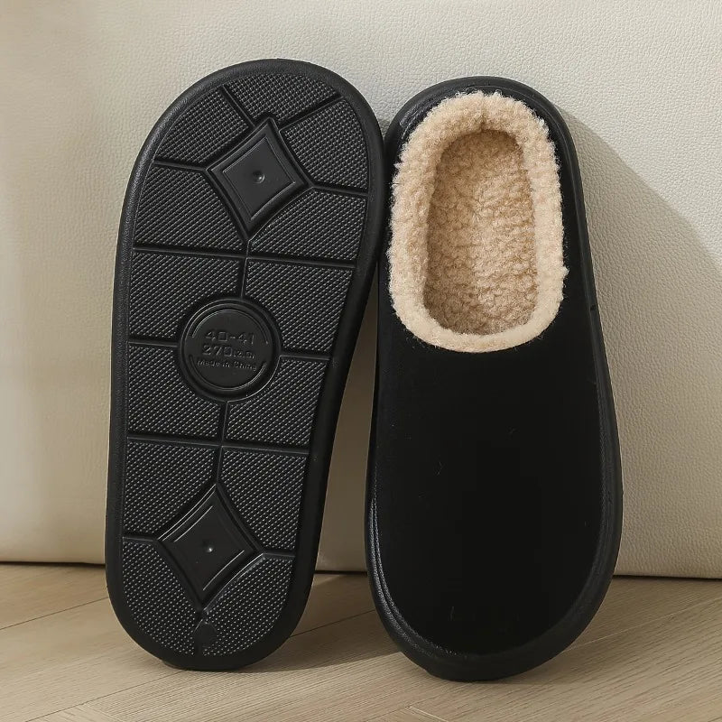 Warm Cotton Slippers For Women Plus Size And Men Indoor Anti Slip Thick Sole For Cozy Home