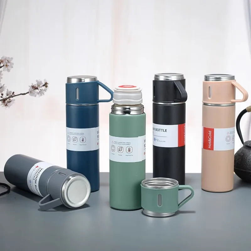 304 Stainless 500ml Steel Vacuum Insulated Water Bottle Portable Coffee Bottle Office Gift Set Business Style Travel Thermal Mug