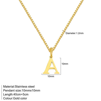 A-Z Initial Necklace 18K Gold Plated Necklace Cute Letter Stainless Steel Necklace for Women