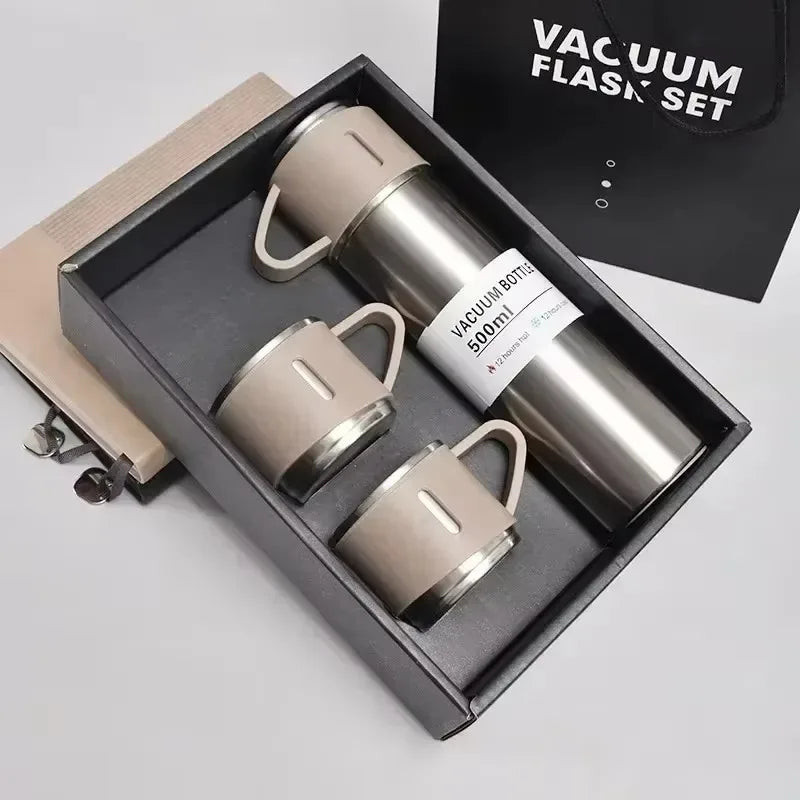 304 Stainless 500ml Steel Vacuum Insulated Water Bottle Portable Coffee Bottle Office Gift Set Business Style Travel Thermal Mug