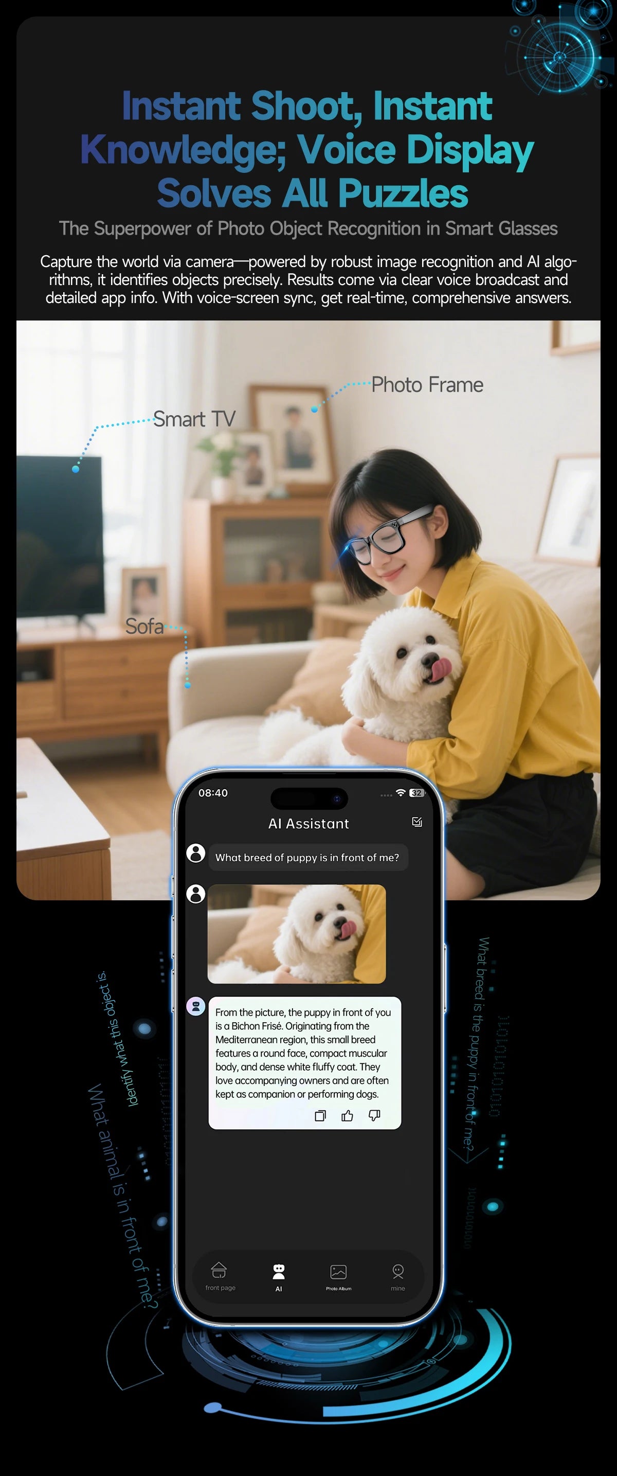 New 800W Camera AI Glasses Men Color-Changing Smart Translation Glasses Photo Video Recording Waterproof Call Smart Sunglasses