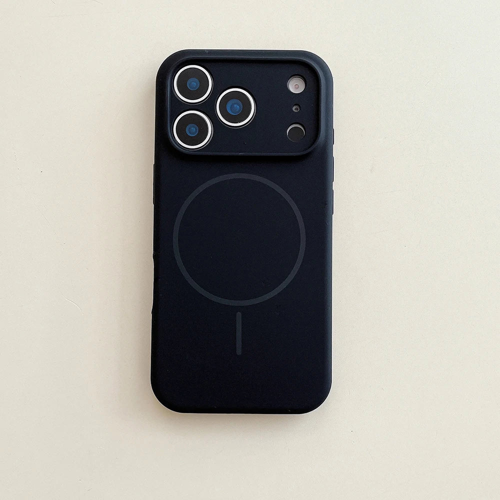 For Magsafe Magnetic Wireless Charging Luxury Solid Color Silicone Lens Protection Phone Case For iPhone17 Pro Max/17/17Pro Air