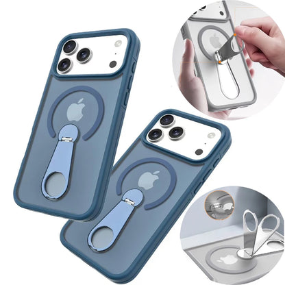 Premium MagSafe Wireless Charging Phone Case With 360 Degree Rotary Bracket Translucent Cover For iPhone Pro Max Series