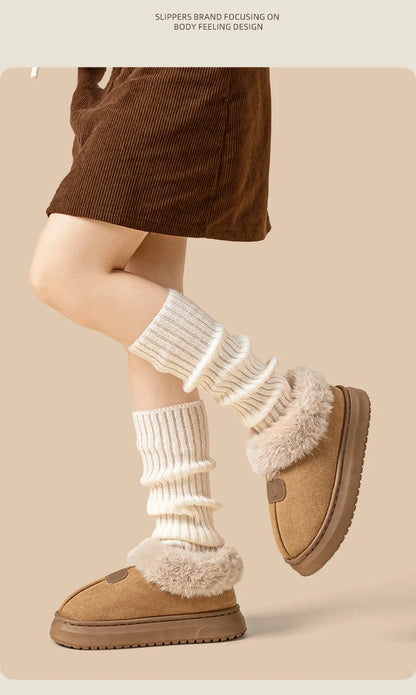 Choice Fleece Lined Winter Slippers For Men Women Ankle Cover Lightweight EVA Sole Indoor Outdoor Warm