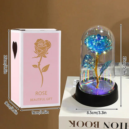 Artificial Eternal Rose Flowers LED Light Foil Flower in Plastic Cover Birthday Valentine's Day Gifts Wedding Party Supplies