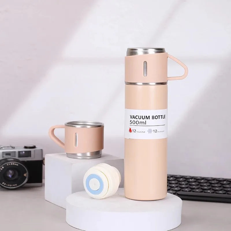 304 Stainless 500ml Steel Vacuum Insulated Water Bottle Portable Coffee Bottle Office Gift Set Business Style Travel Thermal Mug