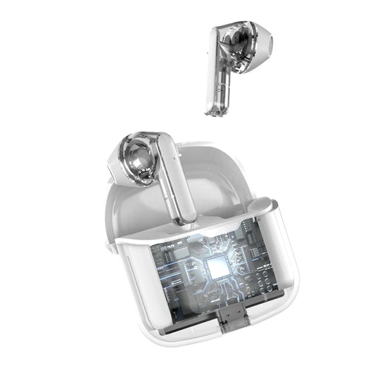 LCKICOO J225 TWS Bluetooth Earphones With 3D Curved Transparent Case, Smart Touch, HD Audio For Music Lovers