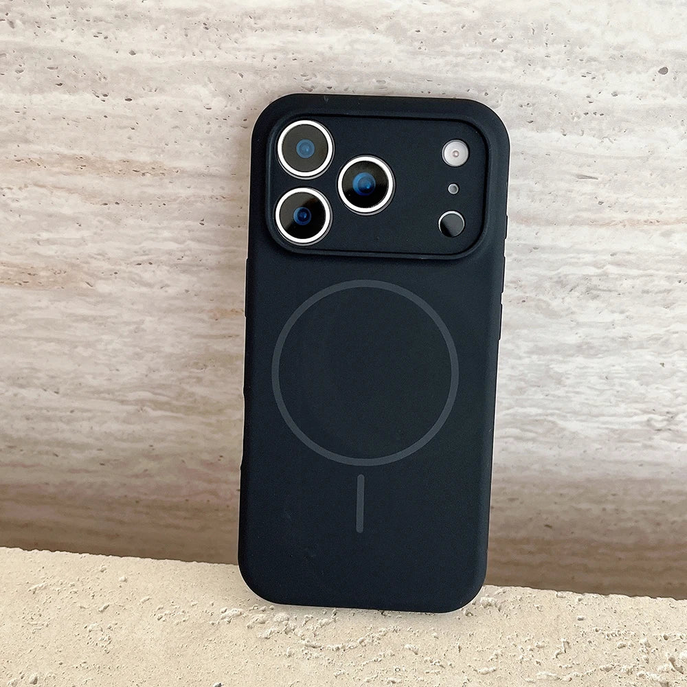 For Magsafe Magnetic Wireless Charging Luxury Solid Color Silicone Lens Protection Phone Case For iPhone17 Pro Max/17/17Pro Air