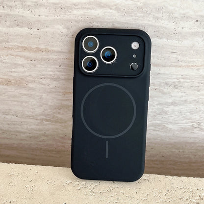 For Magsafe Magnetic Wireless Charging Luxury Solid Color Silicone Lens Protection Phone Case For iPhone17 Pro Max/17/17Pro Air