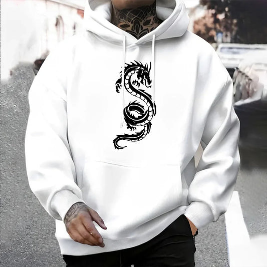 Latest 2025 Men Hoodie Urban Streetwear Fashion Chinese Dragon Hooded Sweatshirt Male Trendy Casual Street Style Hoody Outerwear