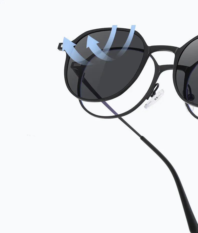 CCspace Round Polarized Clip On Glasses For Women Blue Light Blocking Lenses Customizable Prescription