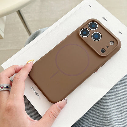 For Magsafe Magnetic Wireless Charging Luxury Solid Color Silicone Lens Protection Phone Case For iPhone17 Pro Max/17/17Pro Air