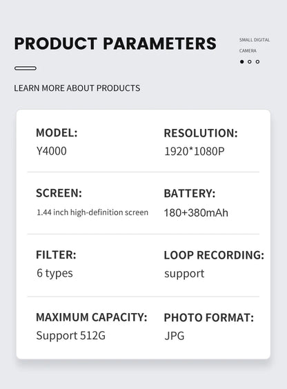 Y4000 Mini Keychain Camera With Screen HD 1080P Portable Retro kids Cam Ultra Compact Pocket DV Video Recorder With Flash Lamp