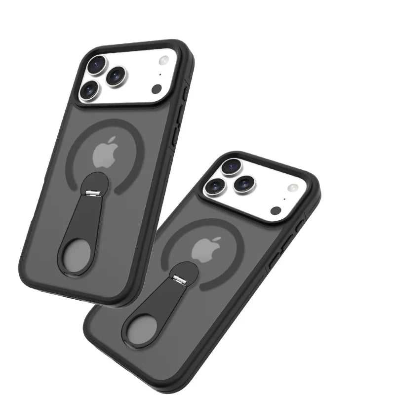 Premium MagSafe Wireless Charging Phone Case With 360 Degree Rotary Bracket Translucent Cover For iPhone Pro Max Series