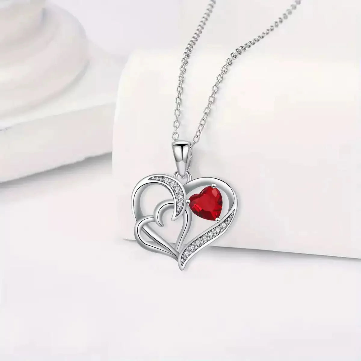 Heart Copper Zircon Pendant Necklaces With Cute Bear Rose Flower Gift Box New Christmas Friends Birthday Valentine Gifts