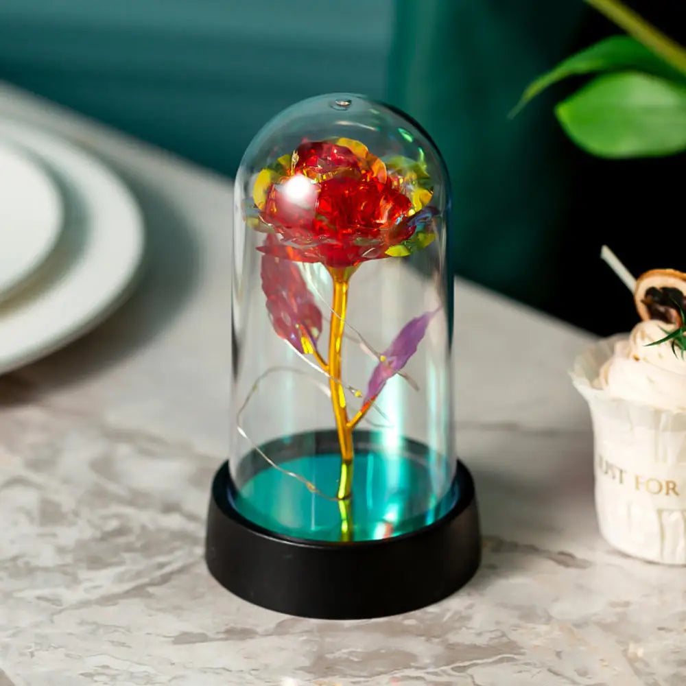 LED Galaxy Three Rose Artificial Flowers, Wedding Decoration, Creative Valentine'S Day and Mother'S Day Gift without Battery 1Pc