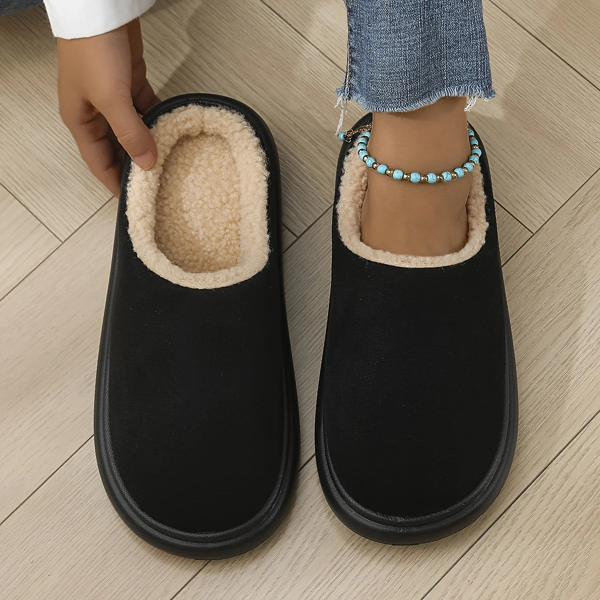 Warm Cotton Slippers For Women Plus Size And Men Indoor Anti Slip Thick Sole For Cozy Home