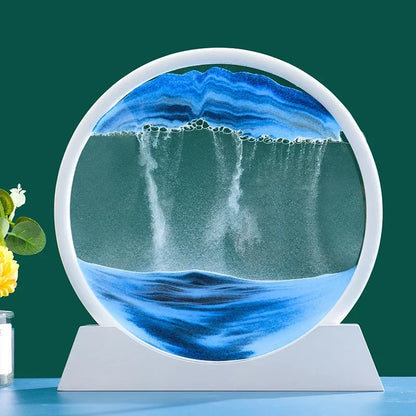 Nordic 3D Moving Sand Art Liquid Hourglass Ornament Mesmerizing Flowing Sand For Home Decor Enthusiasts Gift