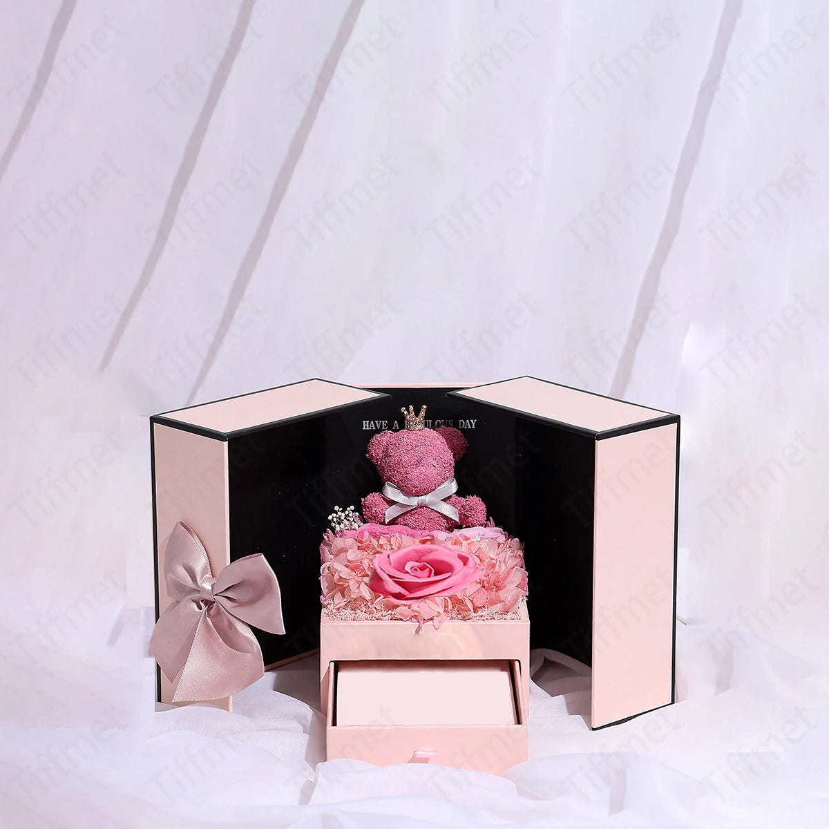 I Love You Forever Necklace With Cute Bear Rose Flower Gift Box For Girlfriend Birthday Romantic 2024 New Fashion Jewelry