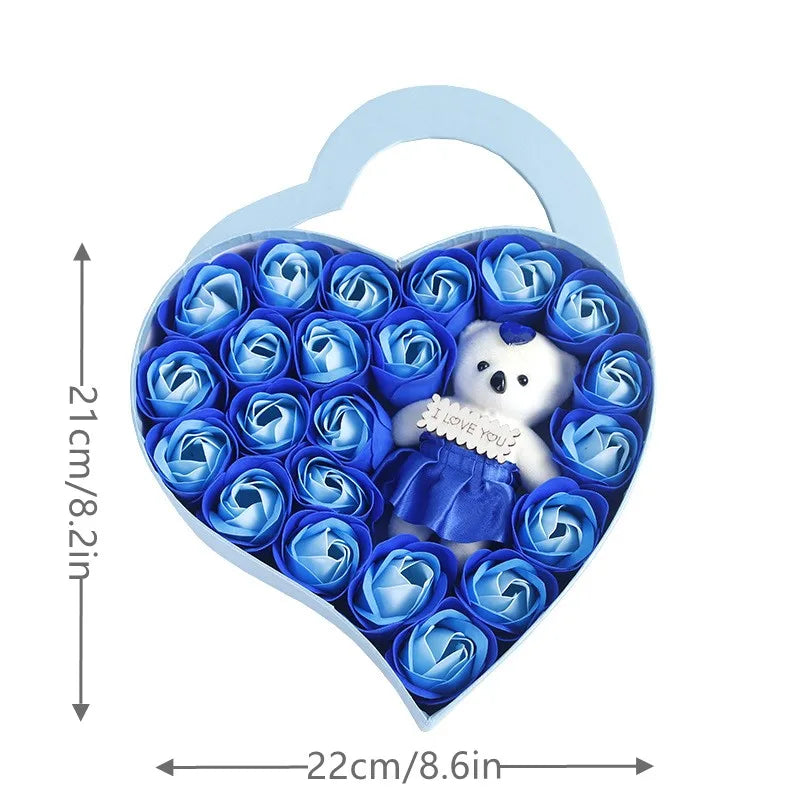 2026 Plush Bear Artificial Flower Gift Box Soap Rose Flowers 24K Gold Foil Rose Valentines Day Mother Day Gift Wedding Home Decor