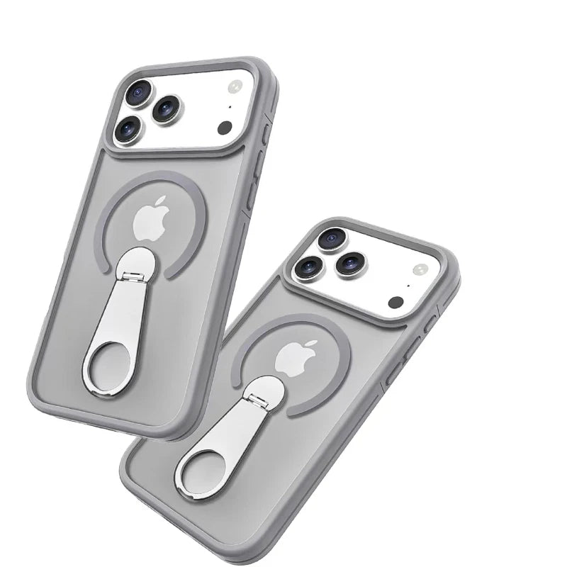 Premium MagSafe Wireless Charging Phone Case With 360 Degree Rotary Bracket Translucent Cover For iPhone Pro Max Series