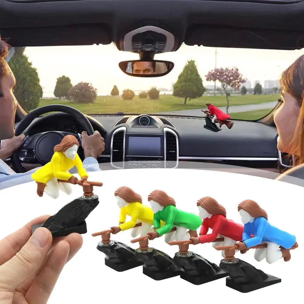 Broomstick Dashboard Drift Ornaments - Witch & Wizard Car Decor, Self-Adhesive DIY Sticker for Vehicle Interior Decoration