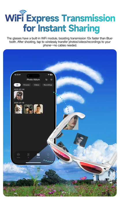 New 800W Camera AI Glasses Men Color-Changing Smart Translation Glasses Photo Video Recording Waterproof Call Smart Sunglasses