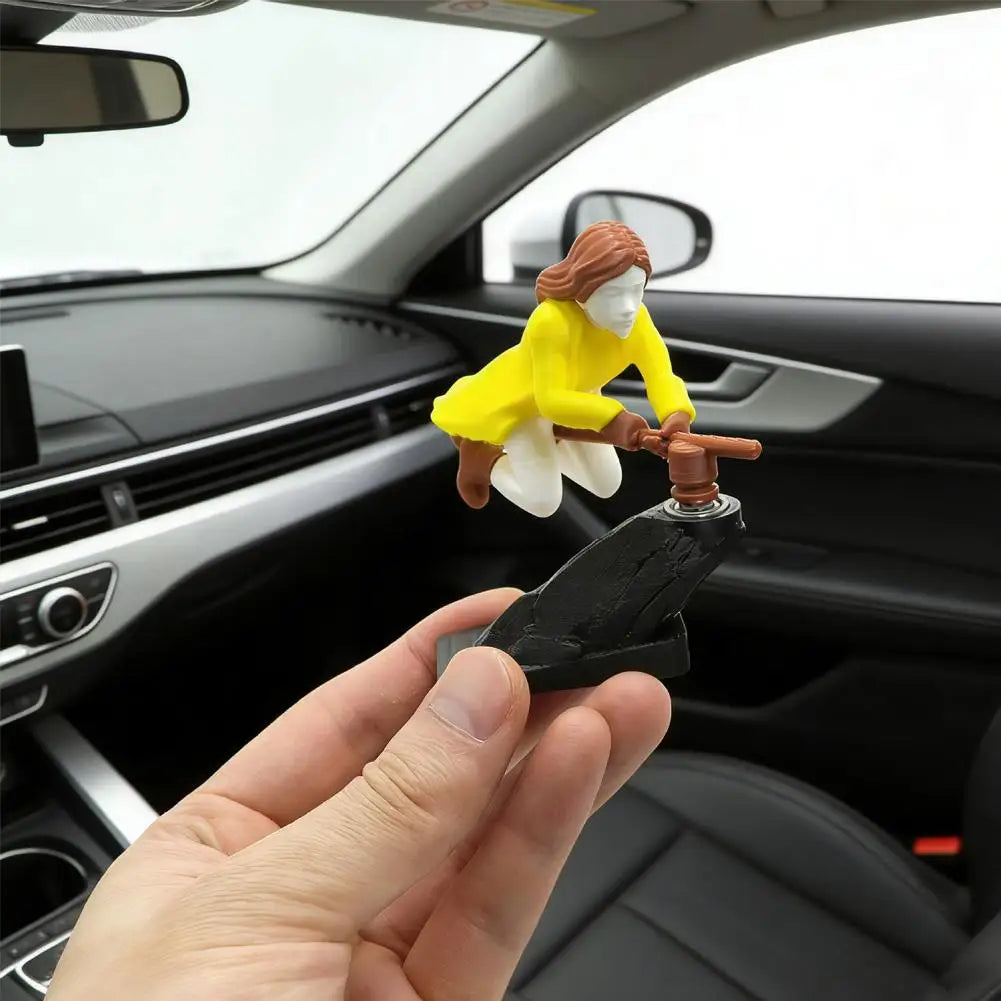 Broomstick Dashboard Drift Ornaments - Witch & Wizard Car Decor, Self-Adhesive DIY Sticker for Vehicle Interior Decoration