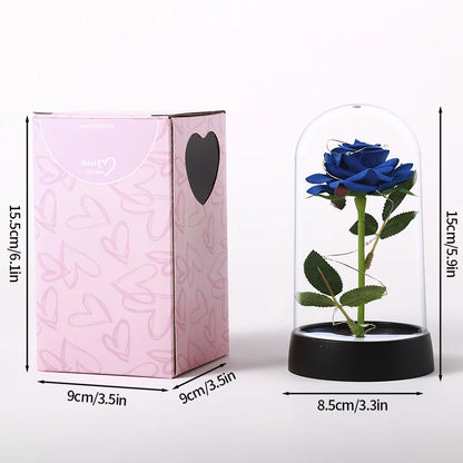 Eternal Flower Galaxy Rose Gifts Artificial Flowers in Transparent Dome Valentine's Day Gift Colorful Foil Rose Desktop Ornament
