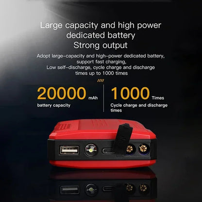 20000mAh Car Battery Jump Starter Portable Car Battery Booster Charger Booster Power Bank Starting Device 12V Gas Vehicles