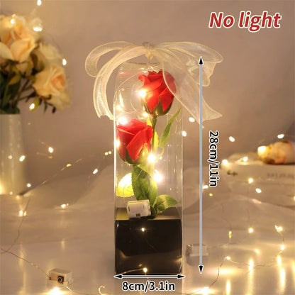 Eternal Flower Galaxy Rose Gifts Artificial Flowers in Transparent Dome Valentine's Day Gift Colorful Foil Rose Desktop Ornament