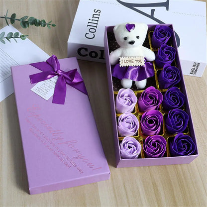 2026 Plush Bear Artificial Flower Gift Box Soap Rose Flowers 24K Gold Foil Rose Valentines Day Mother Day Gift Wedding Home Decor