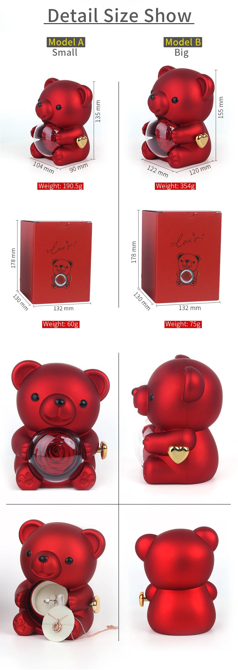 Bear Design Jewelry Box For Necklace Gift Two Options Romantic Gift For Girlfriend