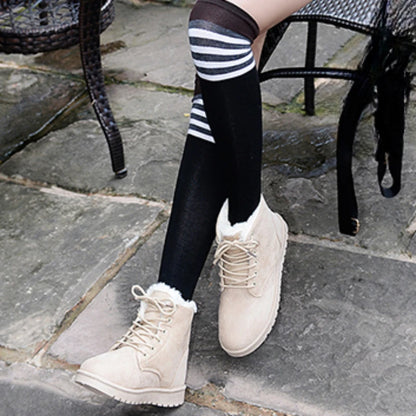 BCEBYL Women Ankle Boots Velvet Warm Cozy Plus Size Casual Cross Belt Round Toe Autumn Winter