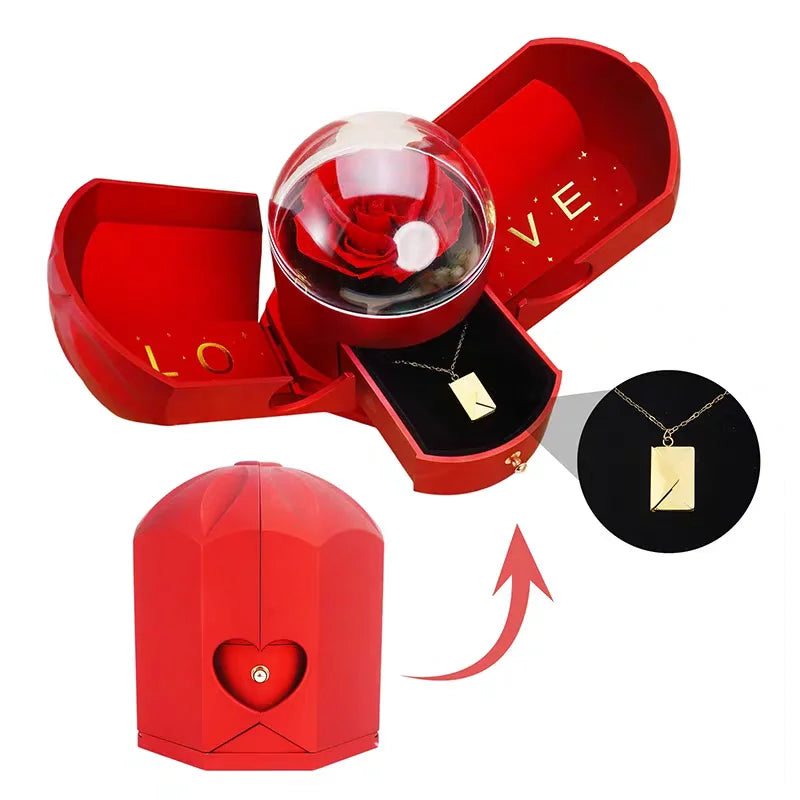 Surprise Flower Jewelry Box - Mysterious Unboxing with Rose Gold Dried Flowers & Hidden Love Drawer