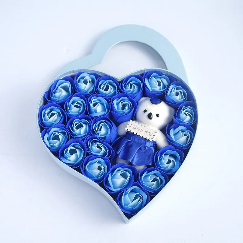 2026 Plush Bear Artificial Flower Gift Box Soap Rose Flowers 24K Gold Foil Rose Valentines Day Mother Day Gift Wedding Home Decor