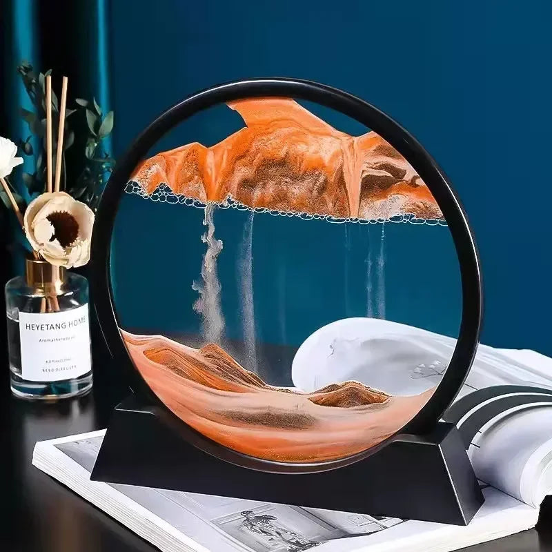 Nordic 3D Moving Sand Art Liquid Hourglass Ornament Mesmerizing Flowing Sand For Home Decor Enthusiasts Gift